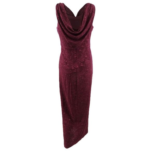 Alex Evenings Women's Plus Size Jacquard Column Gown - Wine - Picture 2 of 2